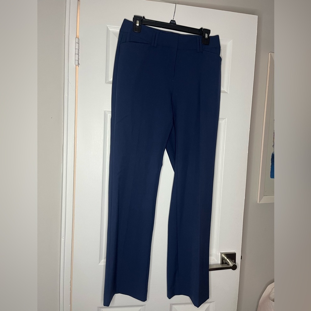 INC International Concepts Women's Mid-Rise Bootcut Navy Dress Pants